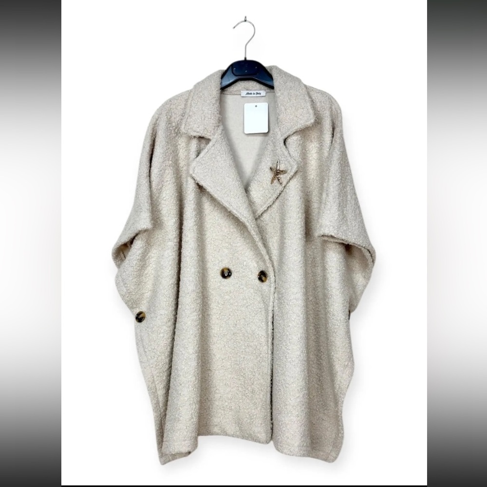MADE IN ITALY Tan Double-Breasted Cape Coat